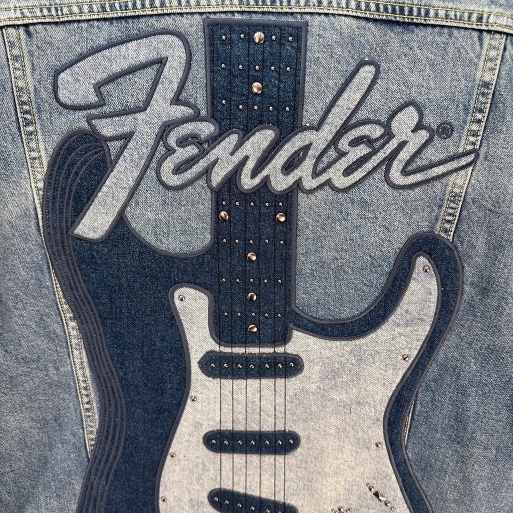 LUCKY BRAND X FENDER 70TH ANNIVERSARY XXLARGE EMBROIDERED GUITAR DENIM JACKET