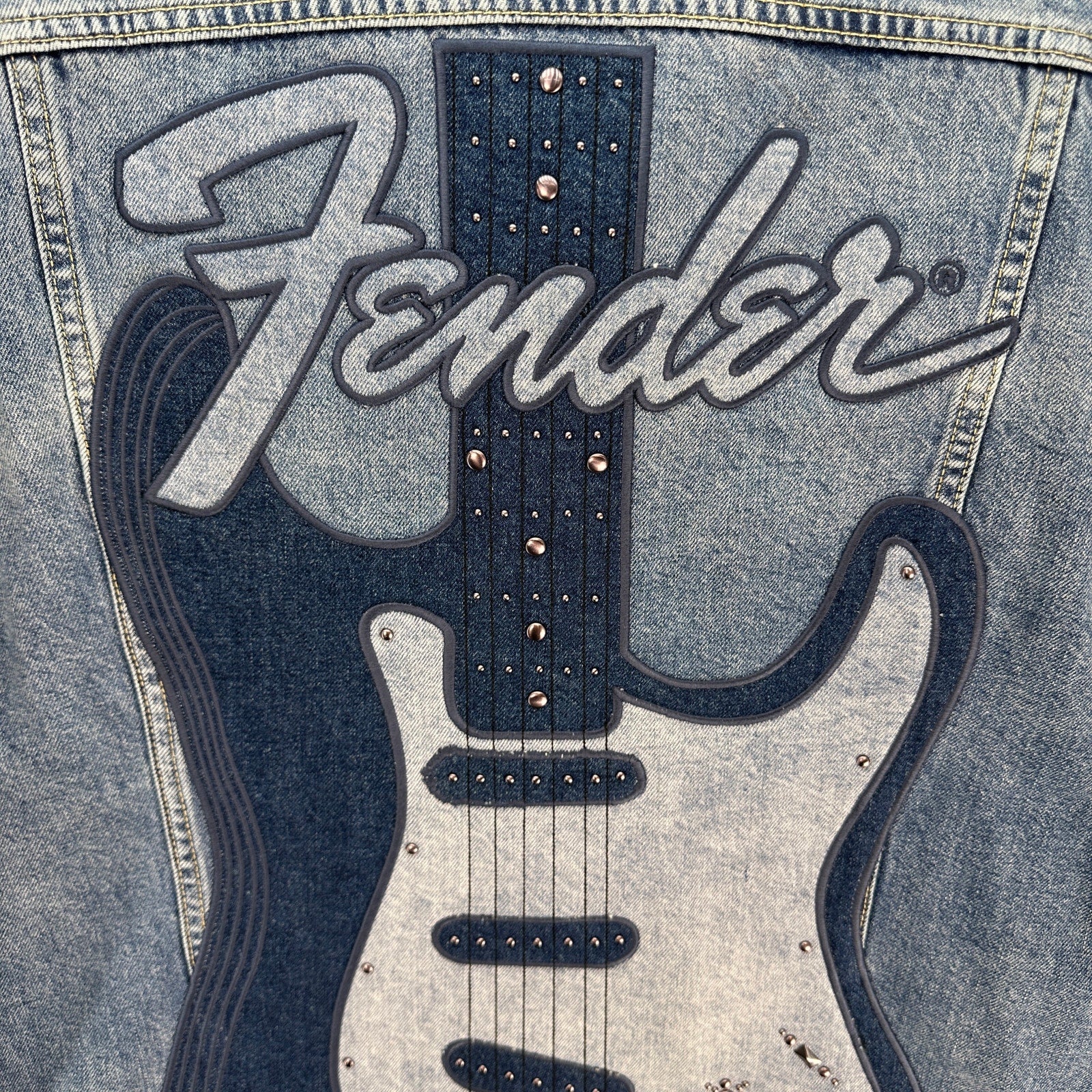 LUCKY BRAND X FENDER 70TH ANNIVERSARY XXLARGE EMBROIDERED GUITAR DENIM JACKET