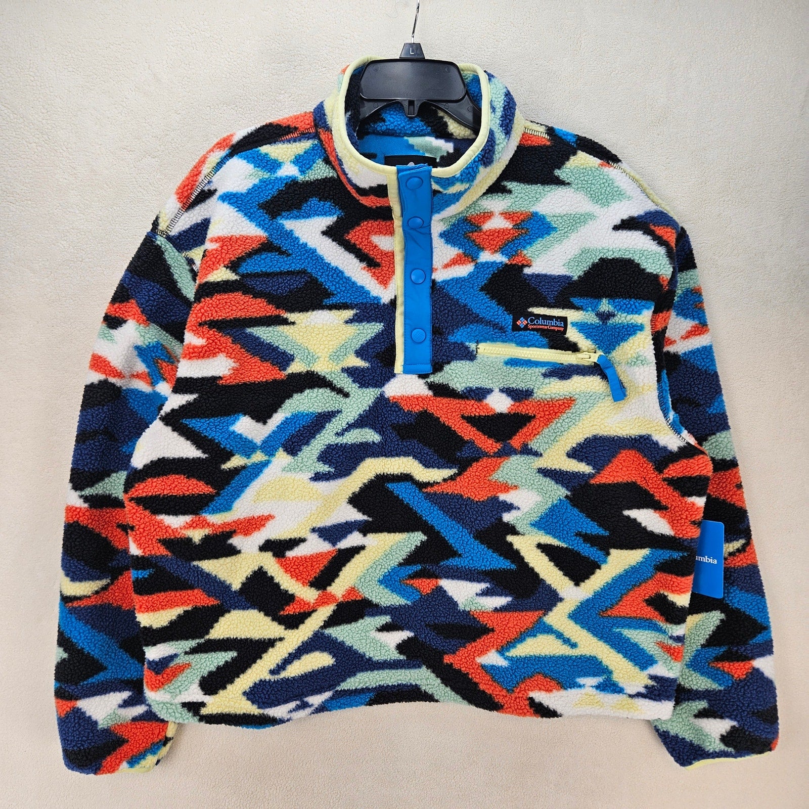 COLUMBIA WOMEN'S XL HELVETIA II PRINTED CROPPED HALF SNAP FLEECE PULLOVER NWT