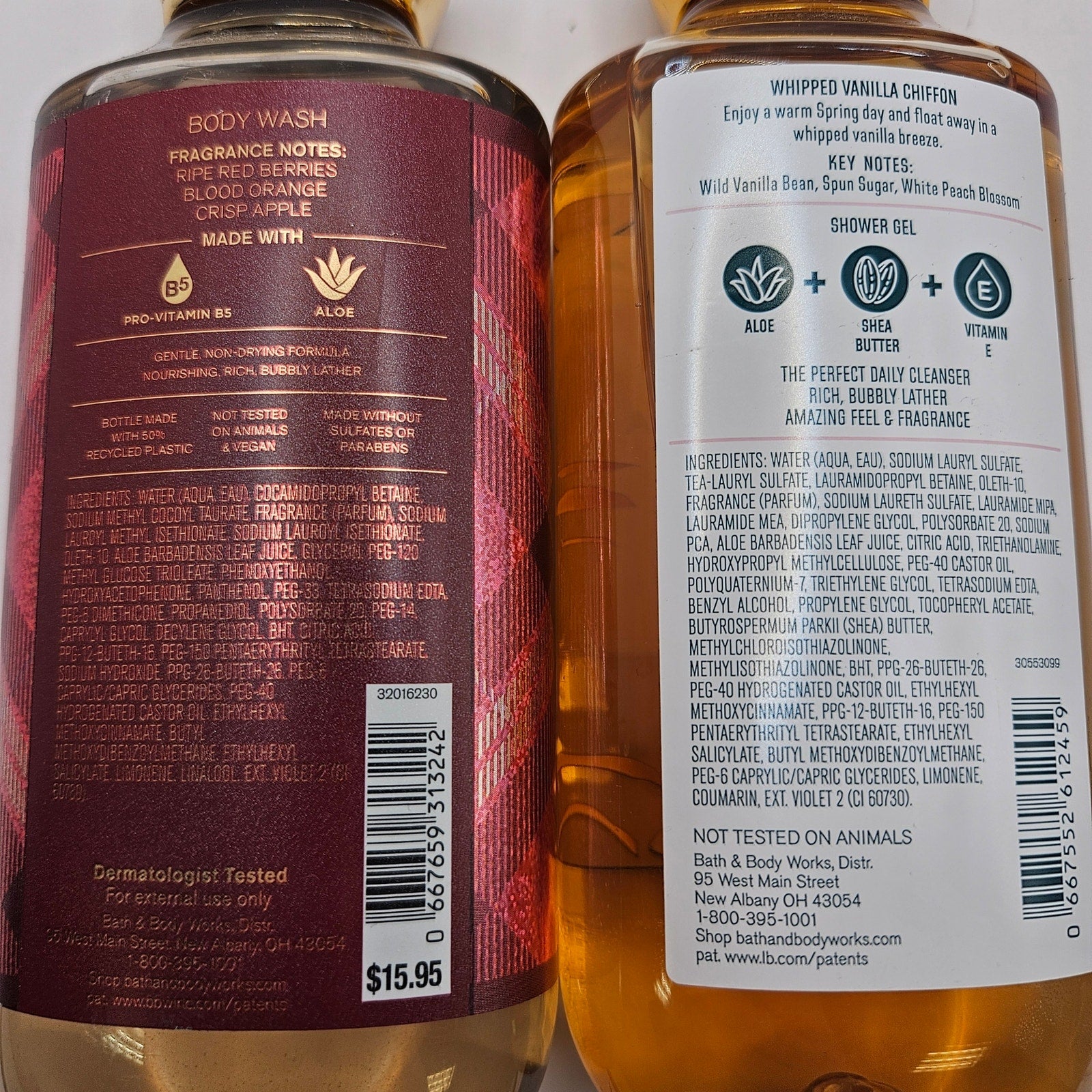 BODY & BODY WORKS BRIGHT CHRISTMAS MORNING + WHIPPED VANILLA CHOFFON BODY WASH