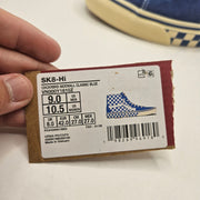 VANS MEN'S 9 SK8-HI CHECKERBOARD SIDEWALL CLASSIC BLUE SKATEBOARD NWOB