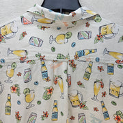 TOMMY BAHAMAS MEN'S XL TALL VERACRUZ CAY SHORT SLEEVE ALL OVER PRINT SHIRT BEIGE