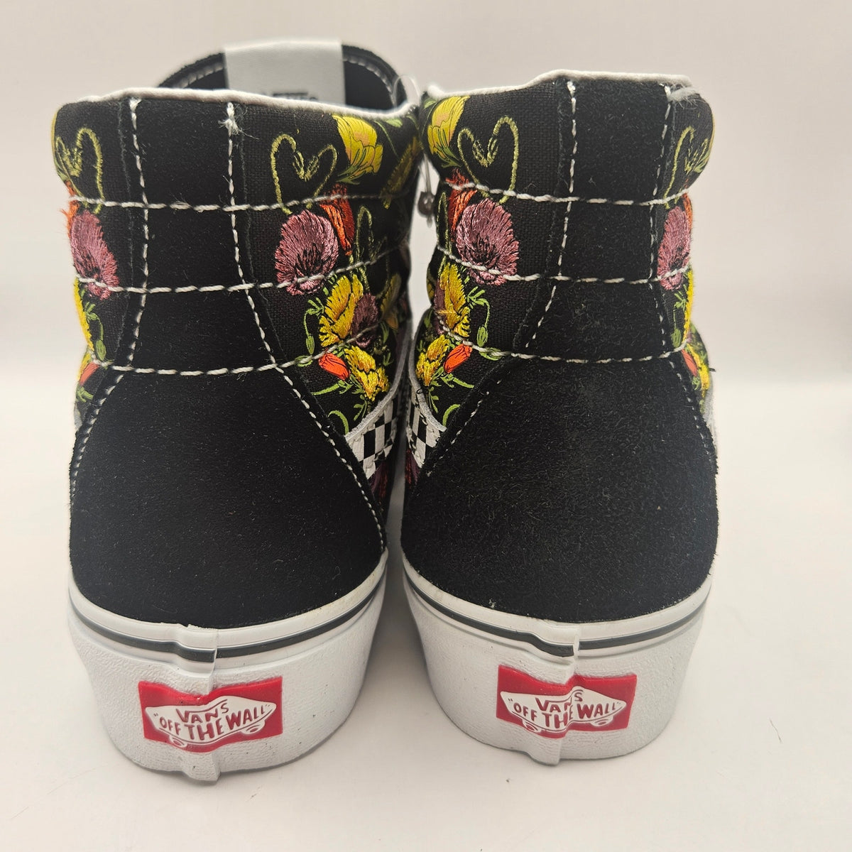 VANS M6.5/W8 SK8 HI PLATFORM POPPY CHECKERBOARD BLACK NWOB