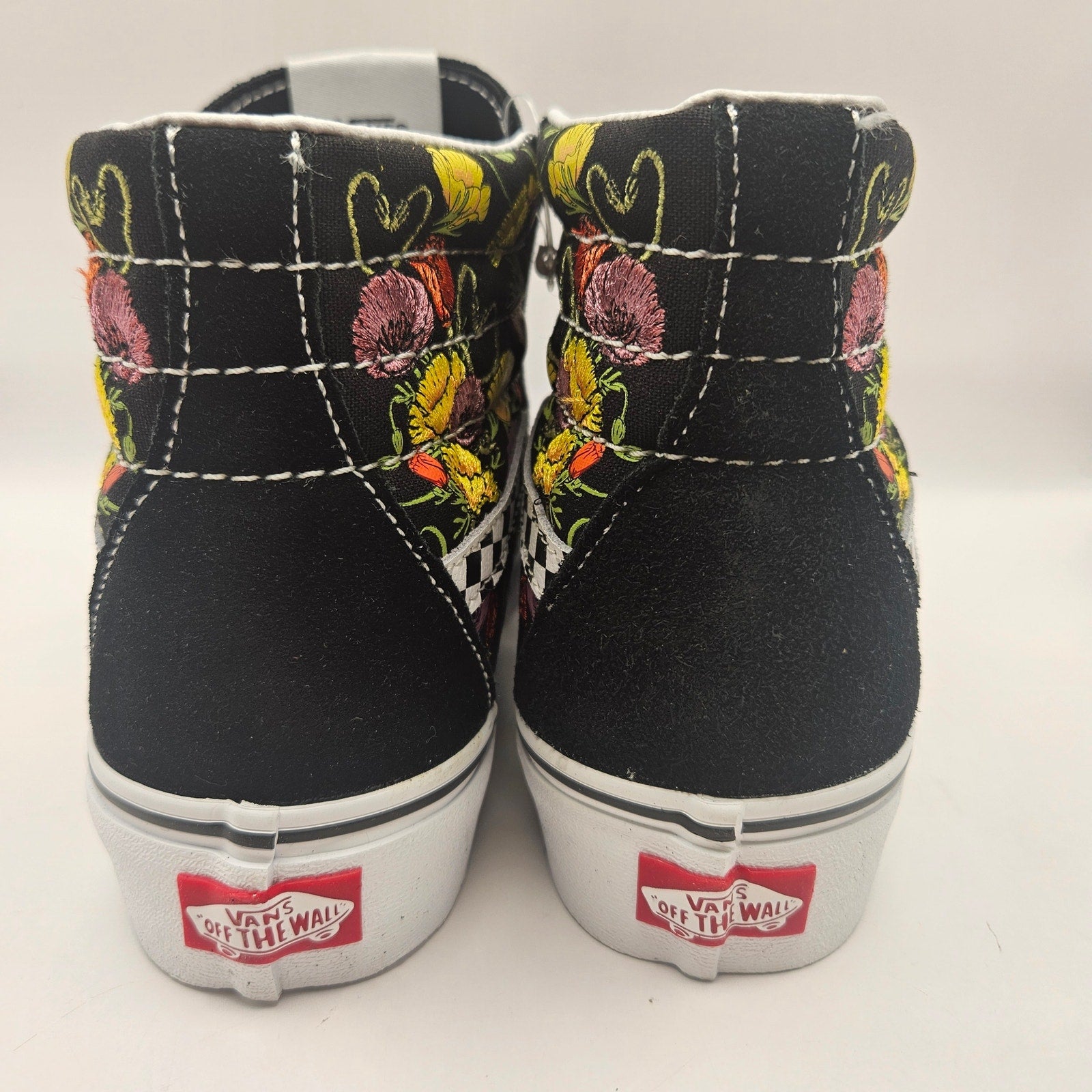 VANS M6.5/W8 SK8 HI PLATFORM POPPY CHECKERBOARD BLACK NWOB