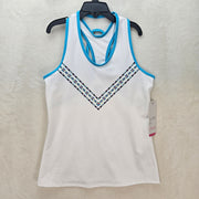 LUCKY IN LOVE WOMEN'S XS MULTICOLOR FITTED TANK TOP TENNIS WHITE NWT