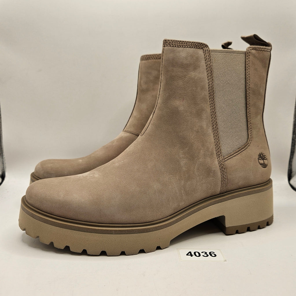 TIMBERLAND WOMEN'S 11 WIDE CARNABY COOL MID CHELSEA BOOTS NWOB OLIVE FULL GRAIN