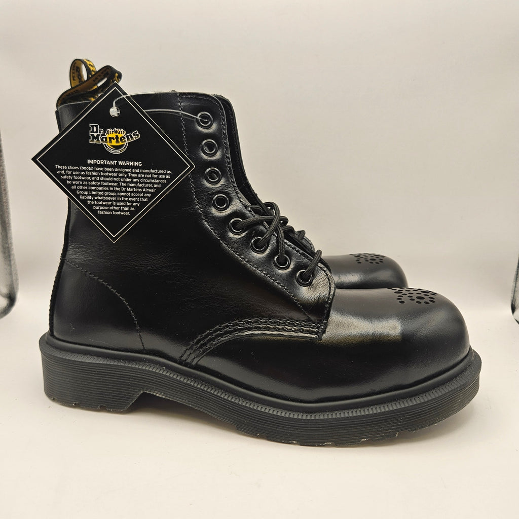DR MARTENS WOMEN'S 7 ST BROGUE 1460 PASCAL NWOB BLACK EXPOSED STEEL TOE