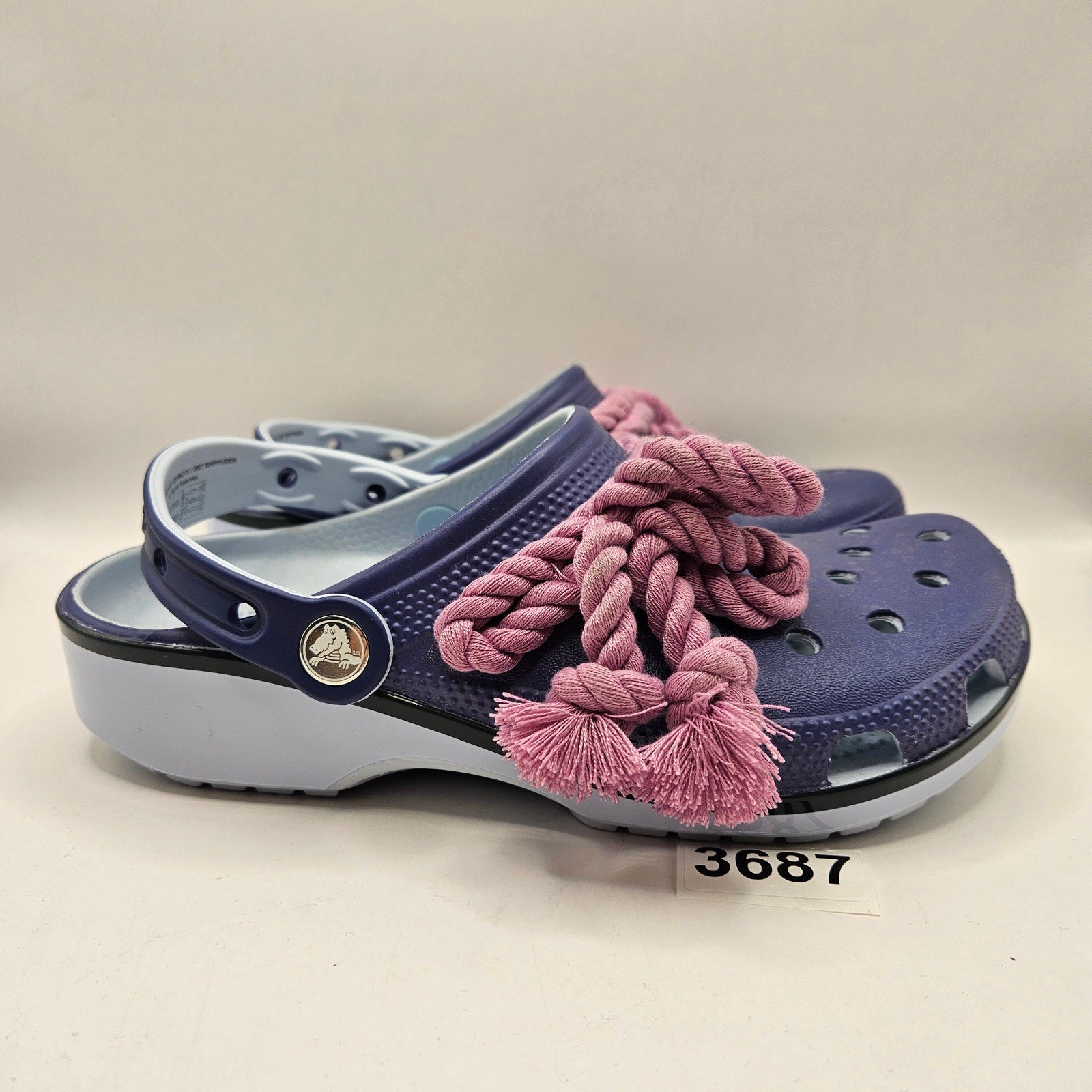 CROCS M5 W7 NARUTO SASUKE CLASSIC CLOG PURPLE ROPE JIBBITZ ANIME NWT