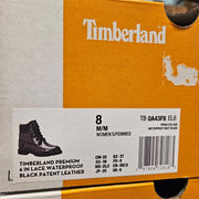 TIMBERLAND WOMEN'S 8 PATENT LEATHER PREMIUM 6-INCH WATERPROOF BOOT NIB