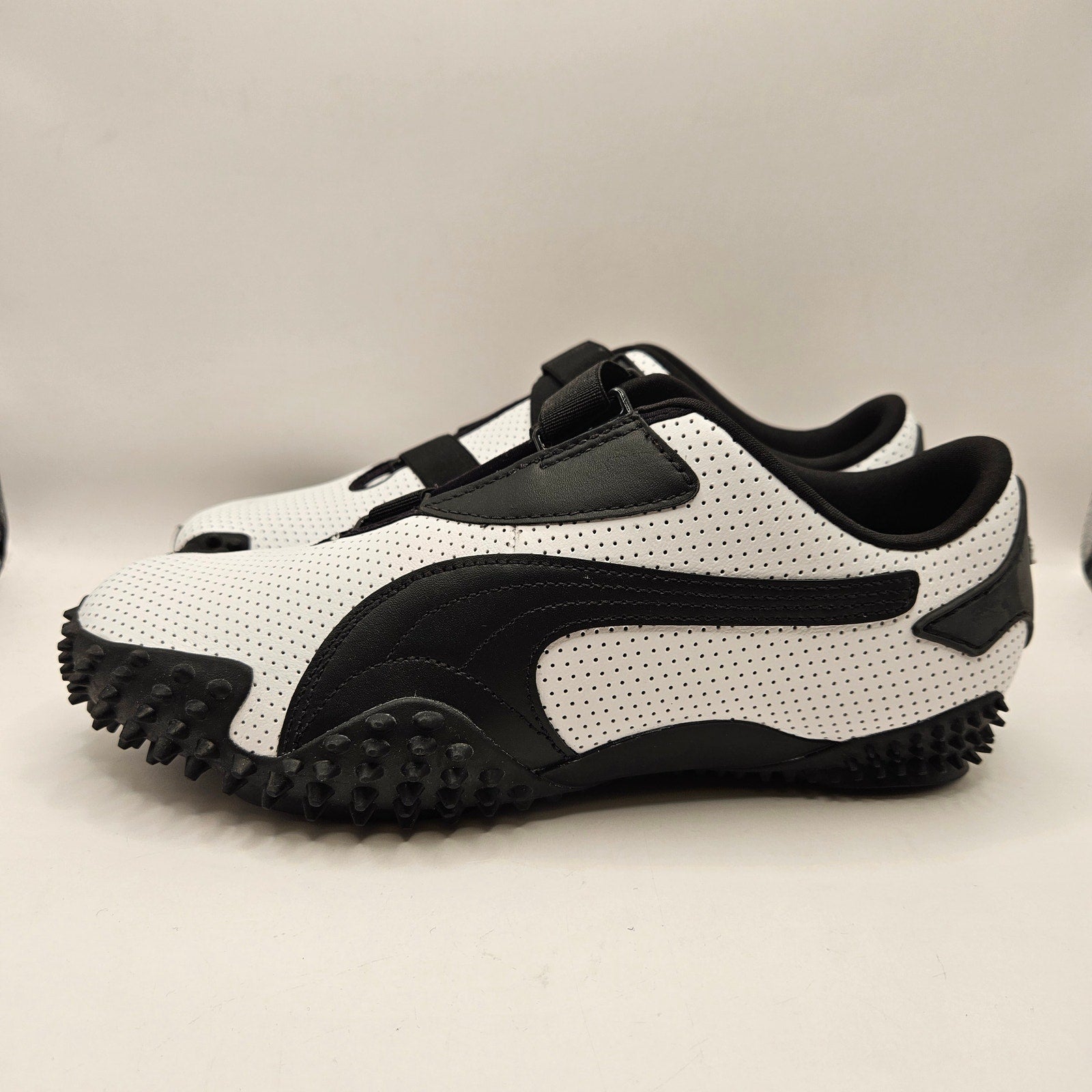PUMA MOSTRO MEN'S 9 PERFORATED LEATHER PACK SNEAKERS WHITE BLACK 397331-01