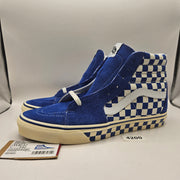 VANS MEN'S 11 SK8-HI CHECKERBOARD SIDEWALL CLASSIC BLUE SKATEBOARD NWOB