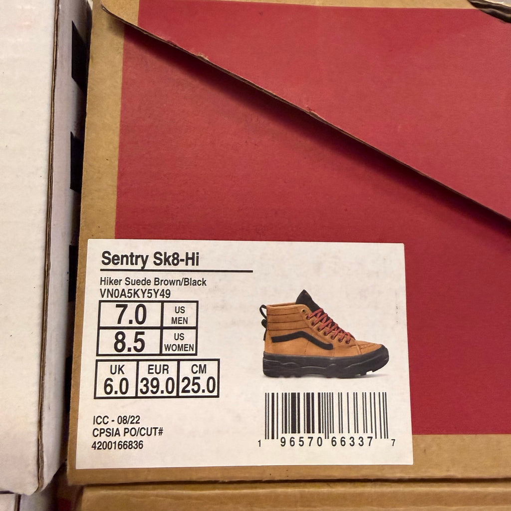 VANS WOMEN'S 8.5 SENTRY SK8 HI HIKER SUEDE BROWN BLACK NIB