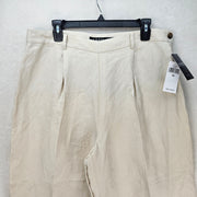 LAUREN RALPH LAUREN WOMEN'S 14P LINEN BLEND WIDE LEG CROPPED PANTS NWT IVORY