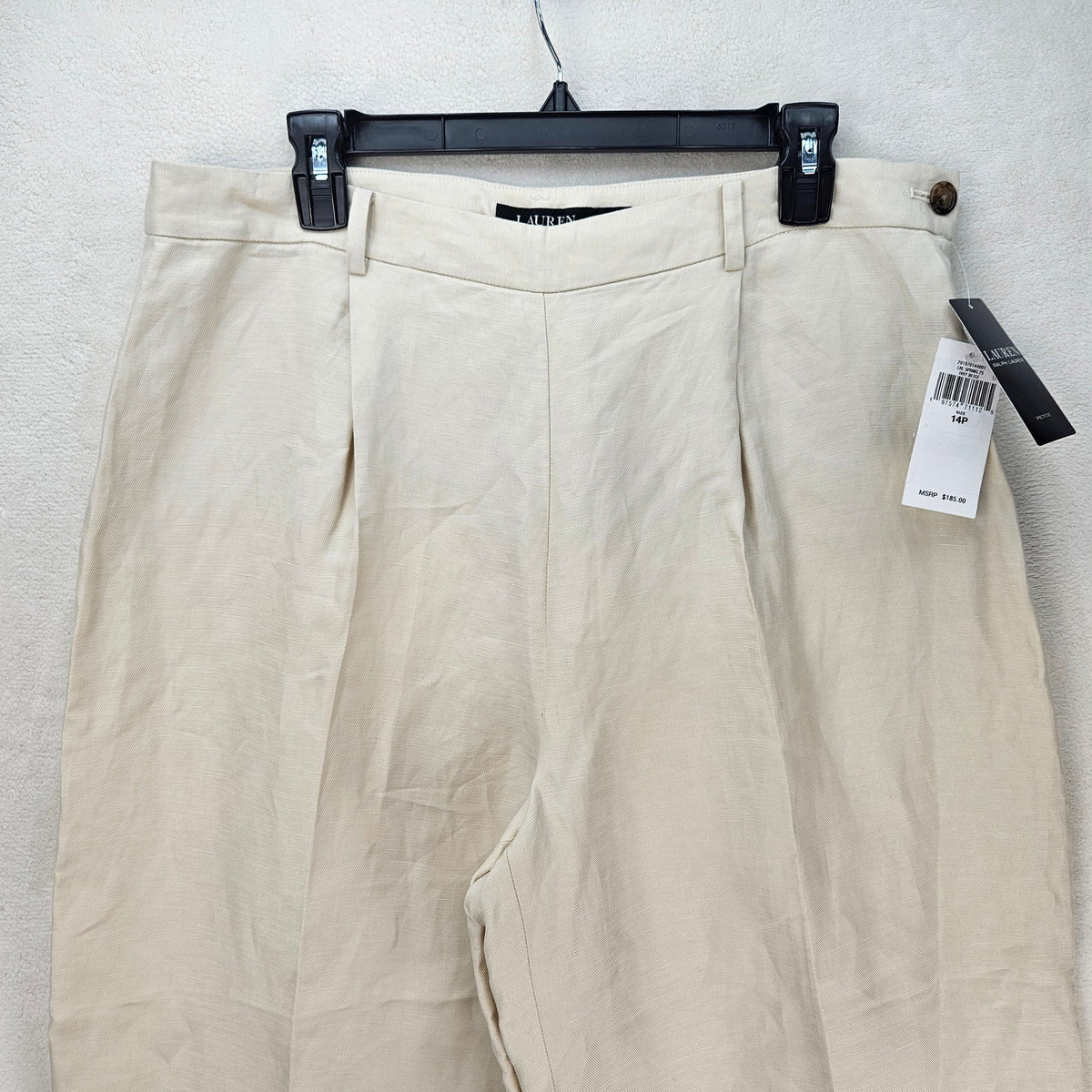 LAUREN RALPH LAUREN WOMEN'S 14P LINEN BLEND WIDE LEG CROPPED PANTS NWT IVORY