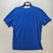 BROOKS WOMEN'S LARGE DISTANCE GRAPHIC SHORT SLEEVE BLUE TEE RESPECT HER RUN NWT
