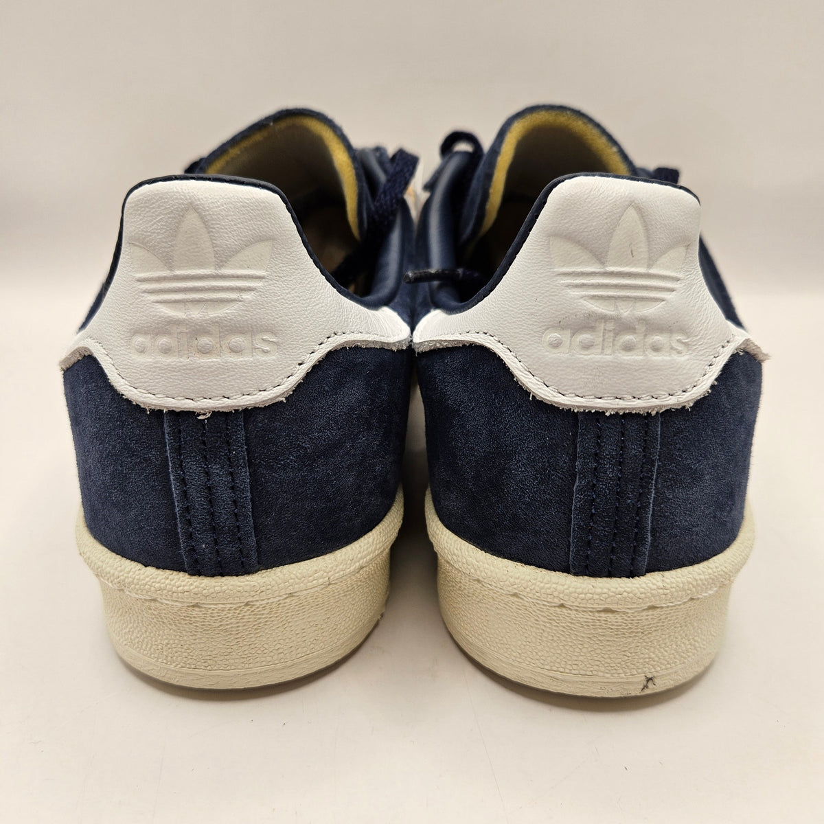 NO INSOLE ADIDAS MEN'S 5.5 CAMPUS 80S NAVY OFF WHITE FZ6153 LOW TOP SUEDE