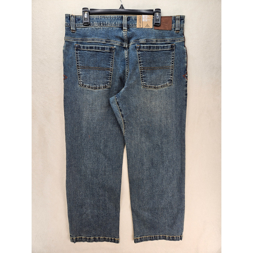 PRANA MEN'S 36X30 AXIOM JEAN ANTIQUE STONE WASH NWT STRAIGHT LEG