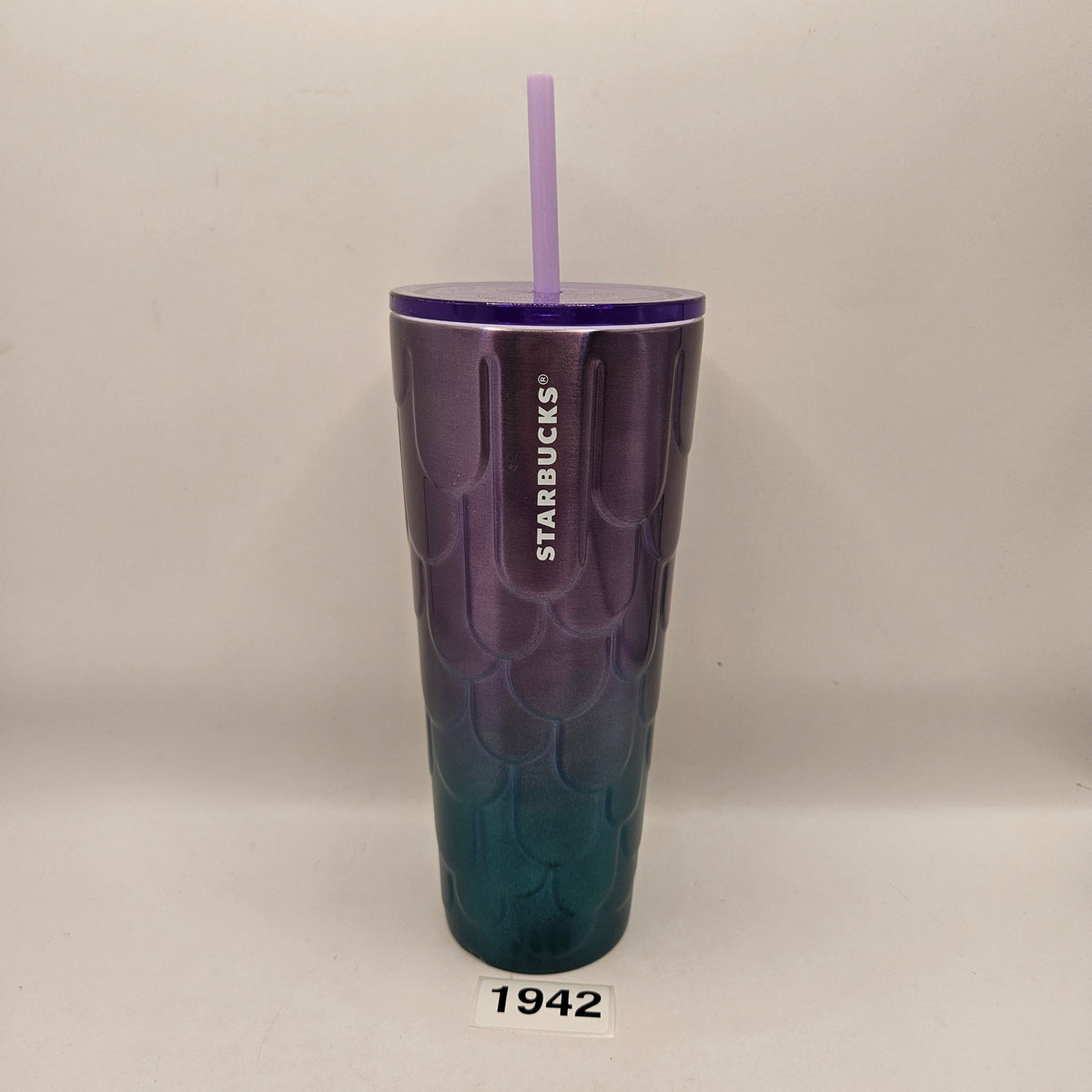 STARBUCKS SPRING PURPLE TWILIGHT OMBRE MERMAID SCALES STAINLESS STEEL TUMBER NWT