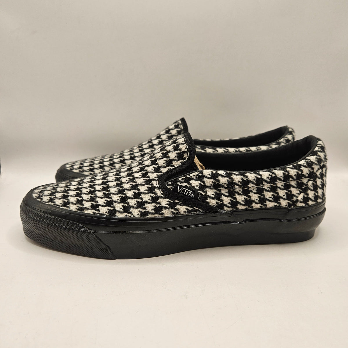 VANS MEN'S 7 LX CLASSIC 98 SLIP-ON HOUNDSTOOTH BLACK WHITE NWOB