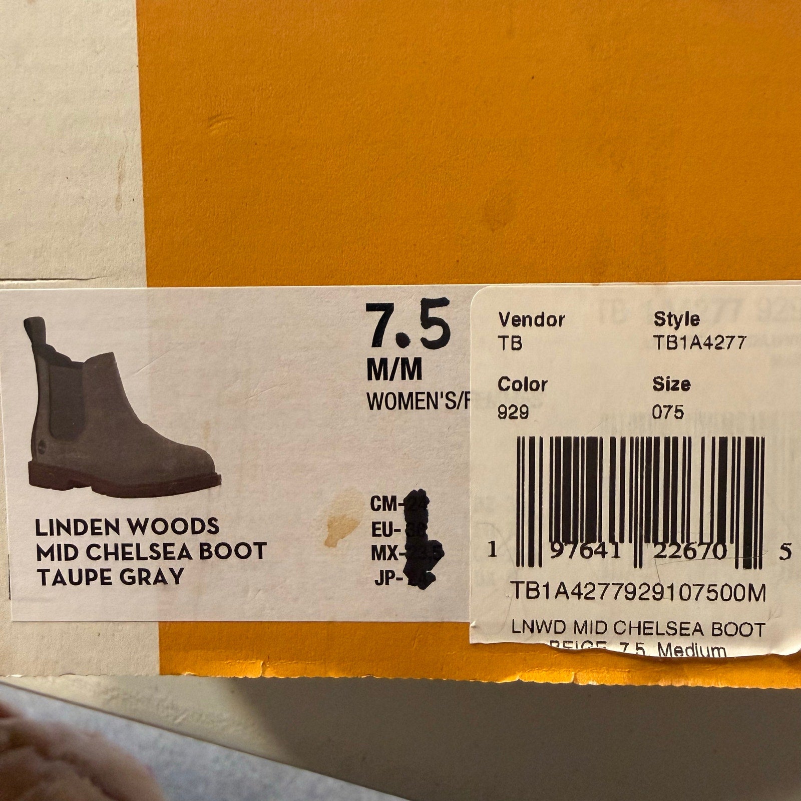 TIMBERLAND WOMEN'S 7.5 LINDEN WOODS MID CHELSEA BOOT TAUPE GRAY NIB