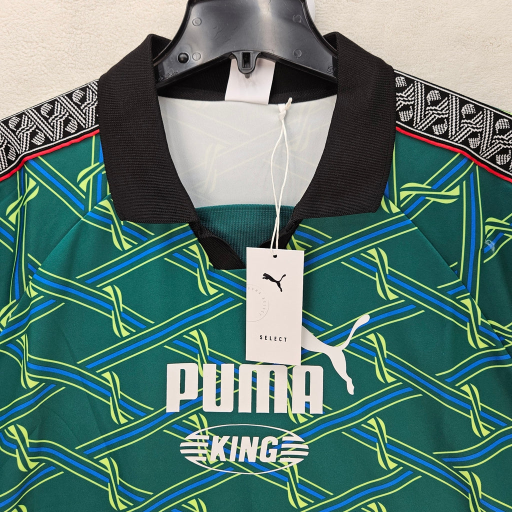 PUMA MEN'S XL KING JERSEY POLO GEO PATTERN GREEN SS COLLARED NWT 632336-74
