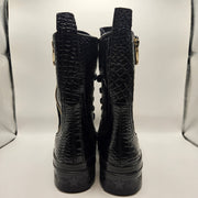 CONVERSE WOMEN'S 7 CHUCK 70 PLUS X HIGH BLACK CROC LEATHER BOOTS GOTHIC A09381C