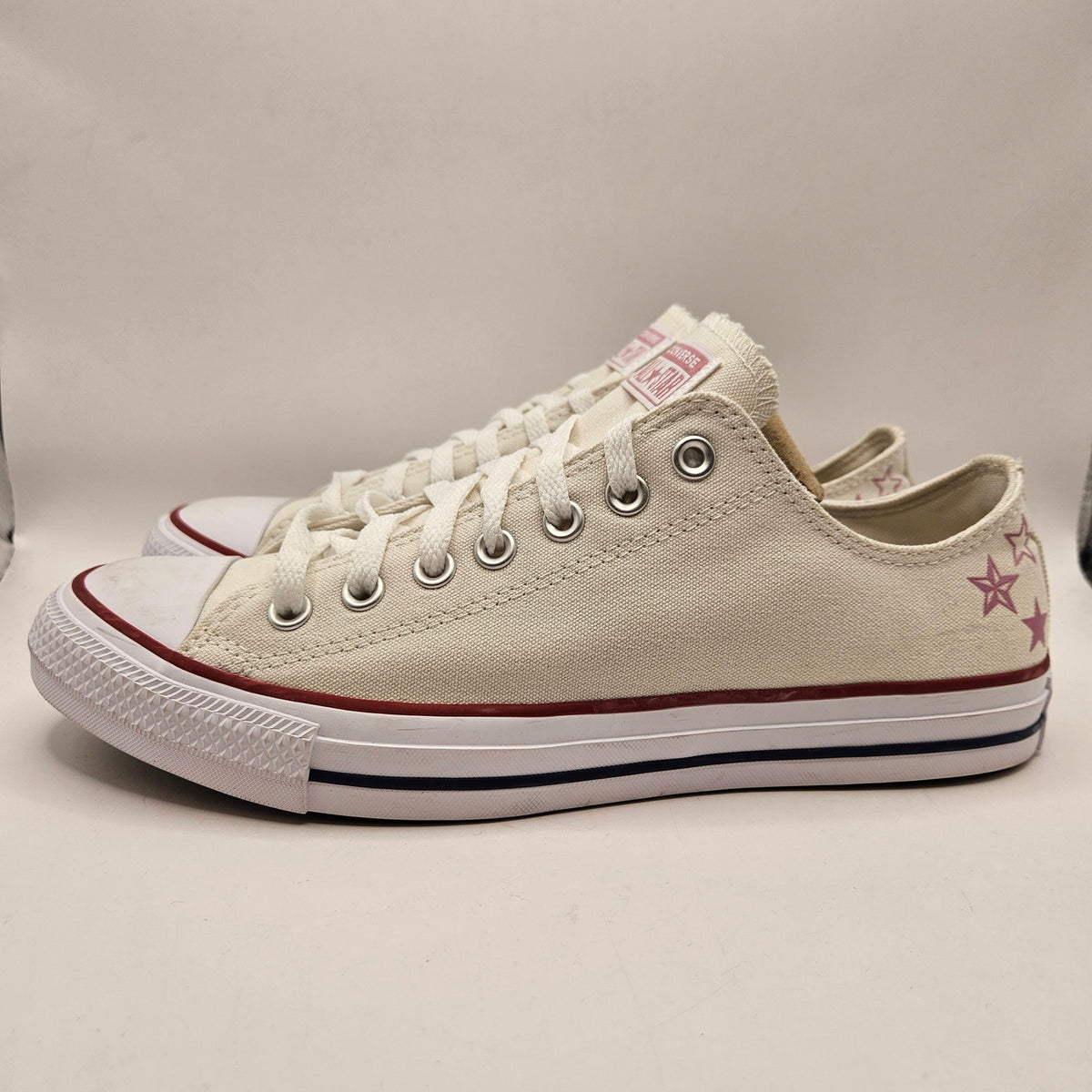 CONVERSE MENS 9 CHUCK TAYLOR ALL STAR CELESTIAL LOW CANVA SNEAKER WHITE ROSEHITE