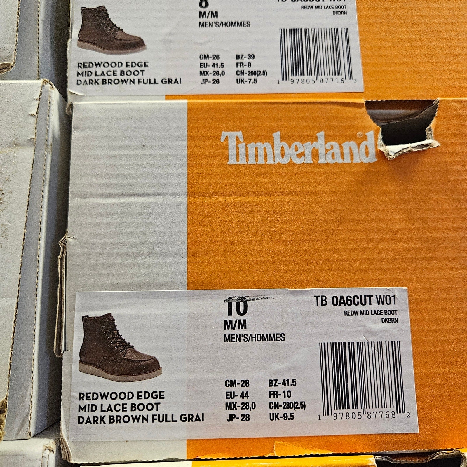 TIMBERLAND MEN'S 10 REDWOOD EDGE ESSENTIAL MID BOOT DARK BROWN FULL GRAIN NIB