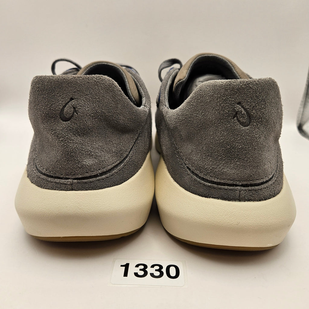 OLUKAI MEN'S 14 KOHEO CHARCOAL GREY LOW TOP SNEAKER GUM BOTTOM SOLE NWOB