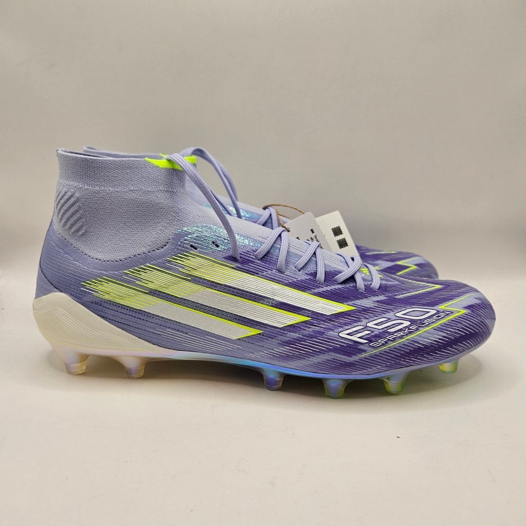ADIDAS WOMEN'S 8.5 F50 SPARKFUSION ELITE MID FG AG SOCCER CLEATS VIOLET PURPLE