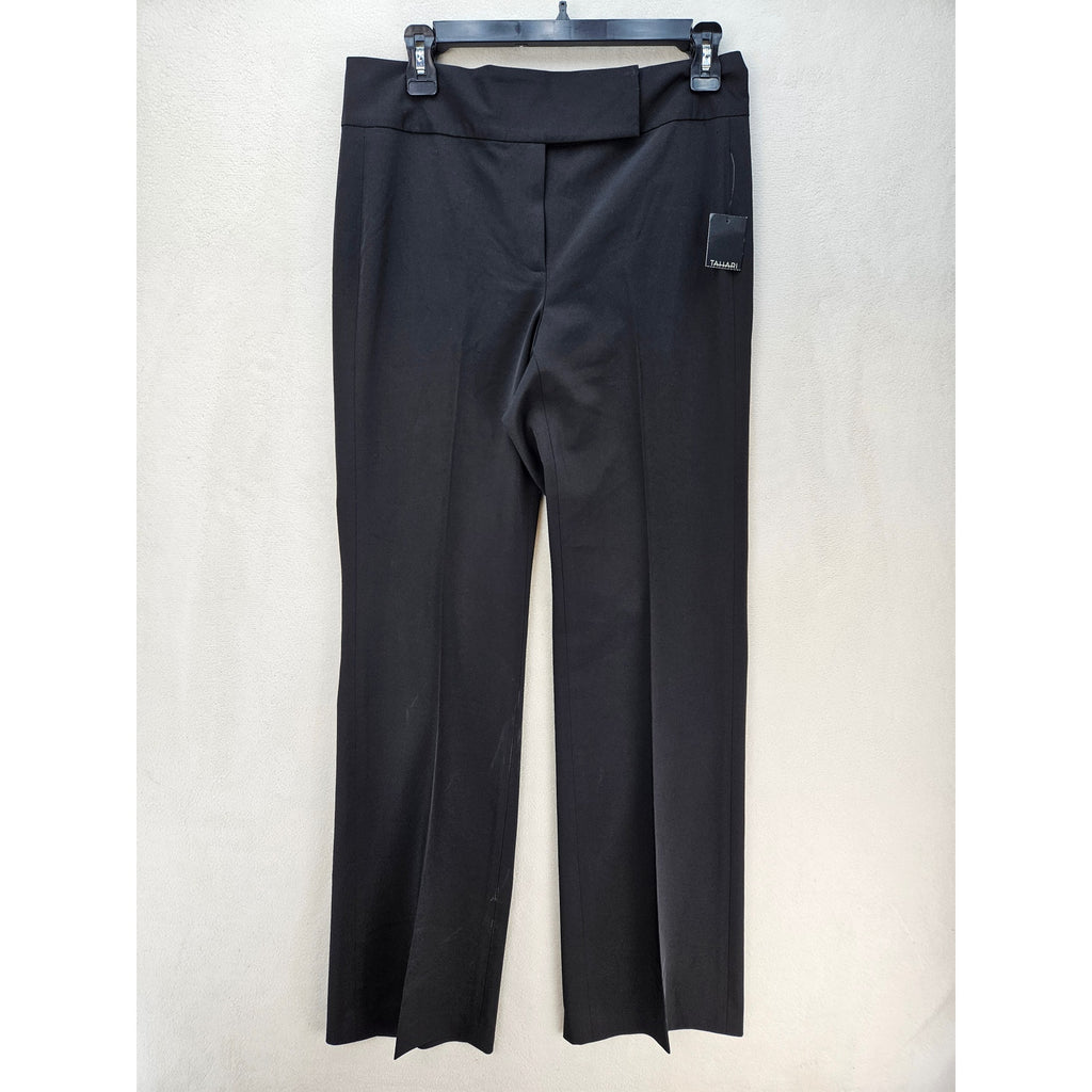 TAHARI WOMEN'S 6 BLACK CAREER DRESS PANTS FLAT FRONT STRAIGHT LEG TROUSER NWT