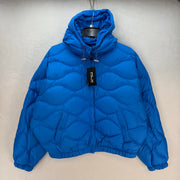 RLX RALPH LAUREN SZ M ONION-QUILTED HOODED DOWN JACKET BLUE