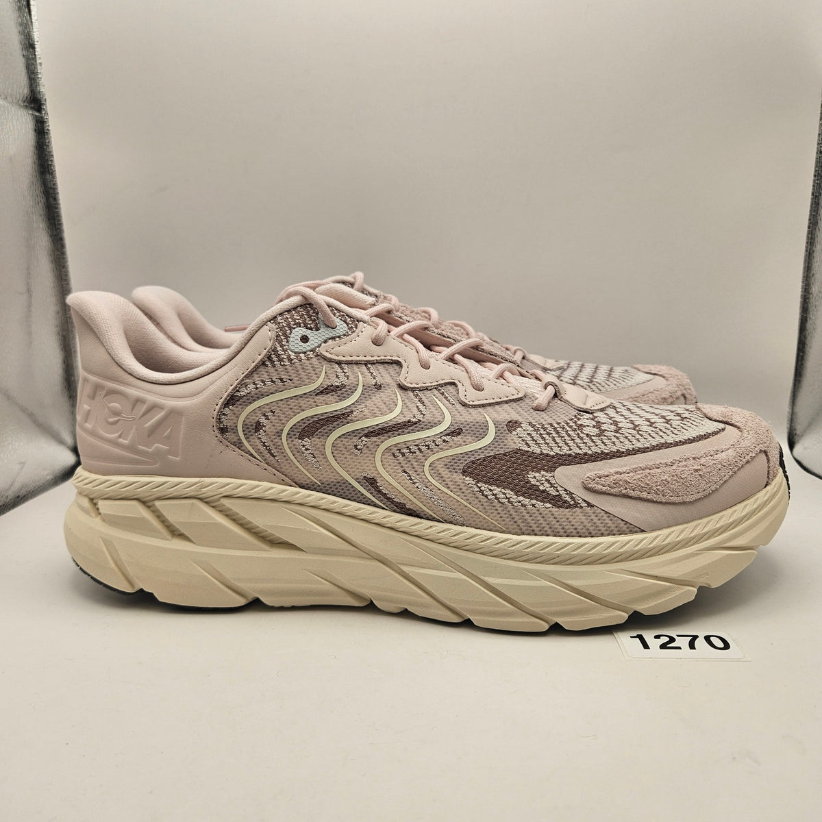 HOKA ONE ONE MEN'S SIZE 12 CLIFTON LS RUNNING SHOES COSMIC PEARL GALAXY NWOB