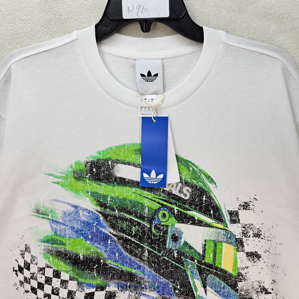 ADIDAS ORIGINALS MEN'S S RACING HELMET OVERSIZED VTG STYLE GRAPHIC TEE NWT