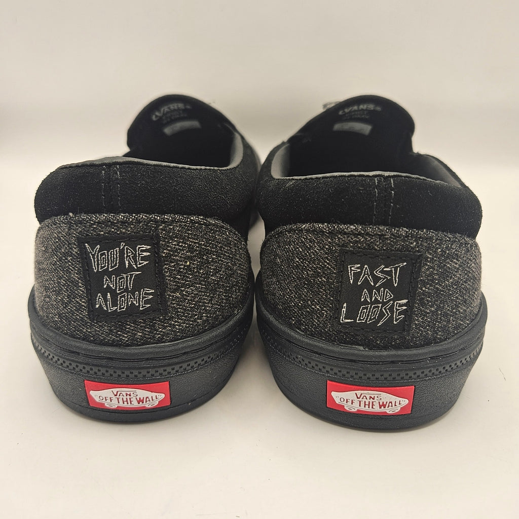 VANS X FAST & LOOSE MEN'S 8 BMX SLIP ON BLACK GRAY CANVAS NWOB
