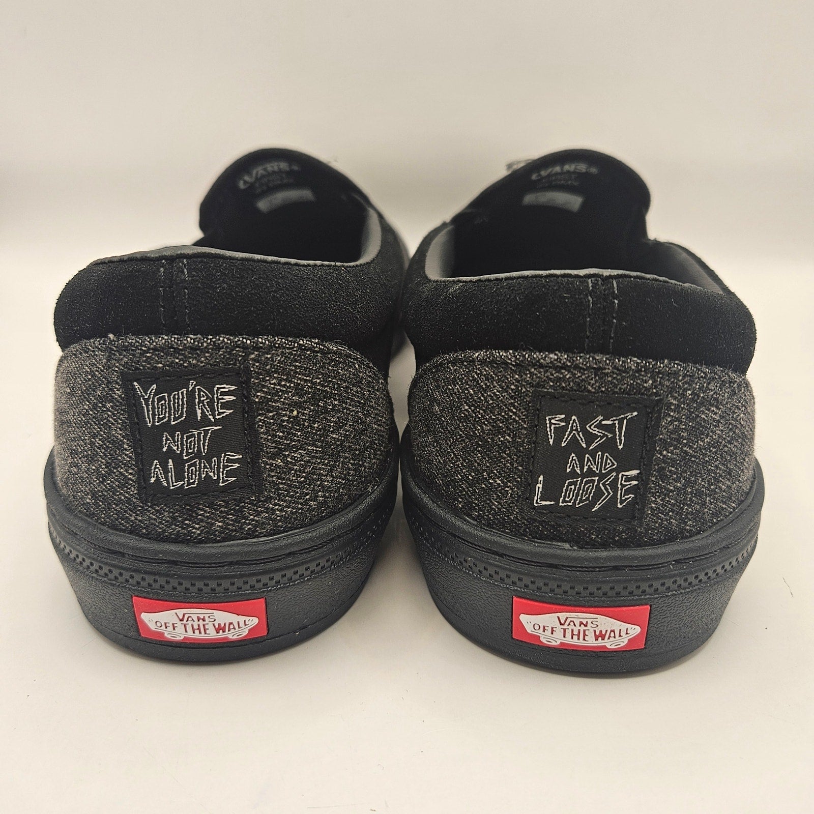 VANS X FAST & LOOSE MEN'S 8 BMX SLIP ON BLACK GRAY CANVAS NWOB