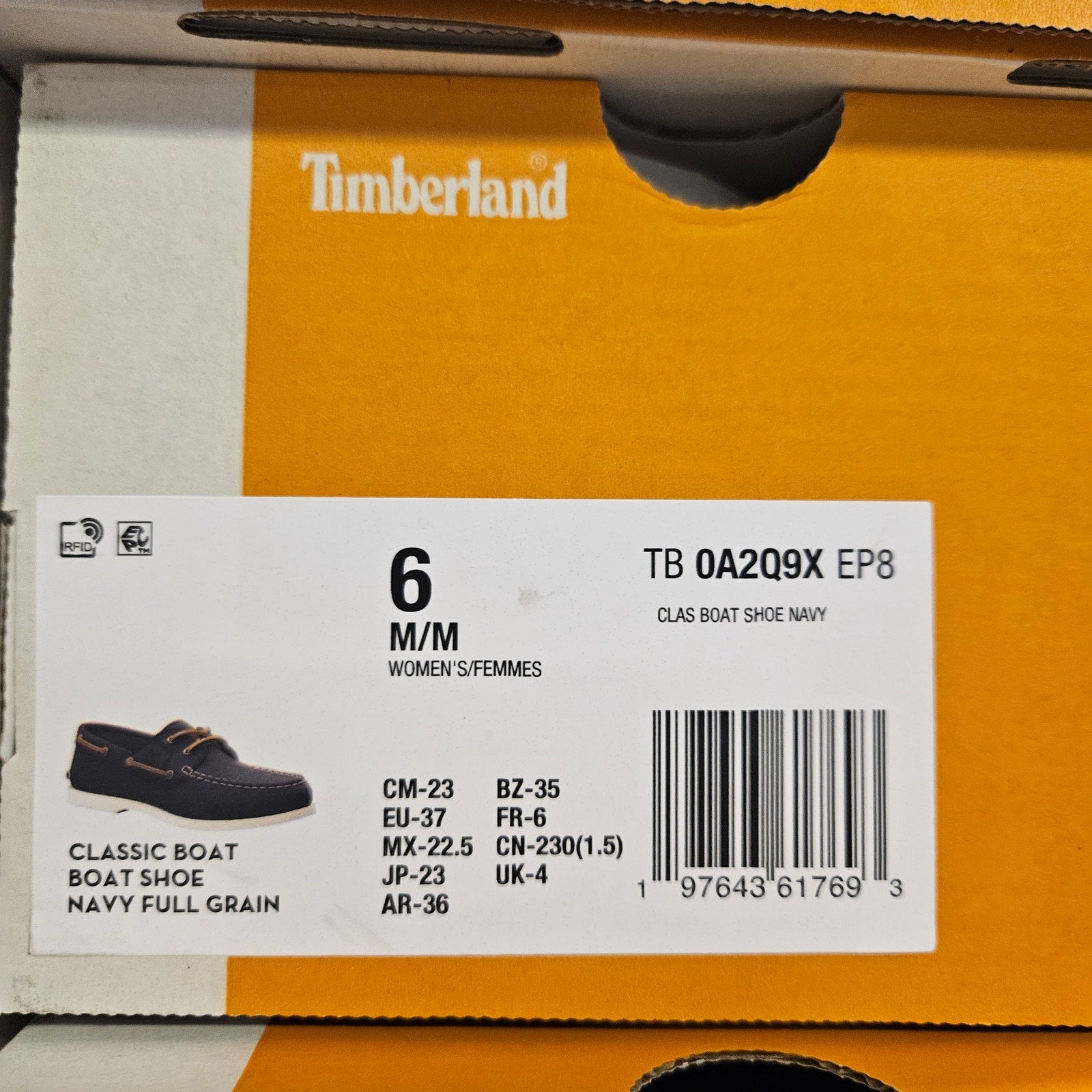 TIMBERLAND WOMEN'S 6 CLASSIC BOAT SHOE NAVY FULL GRAIN NIB TB0A2Q9XEP8