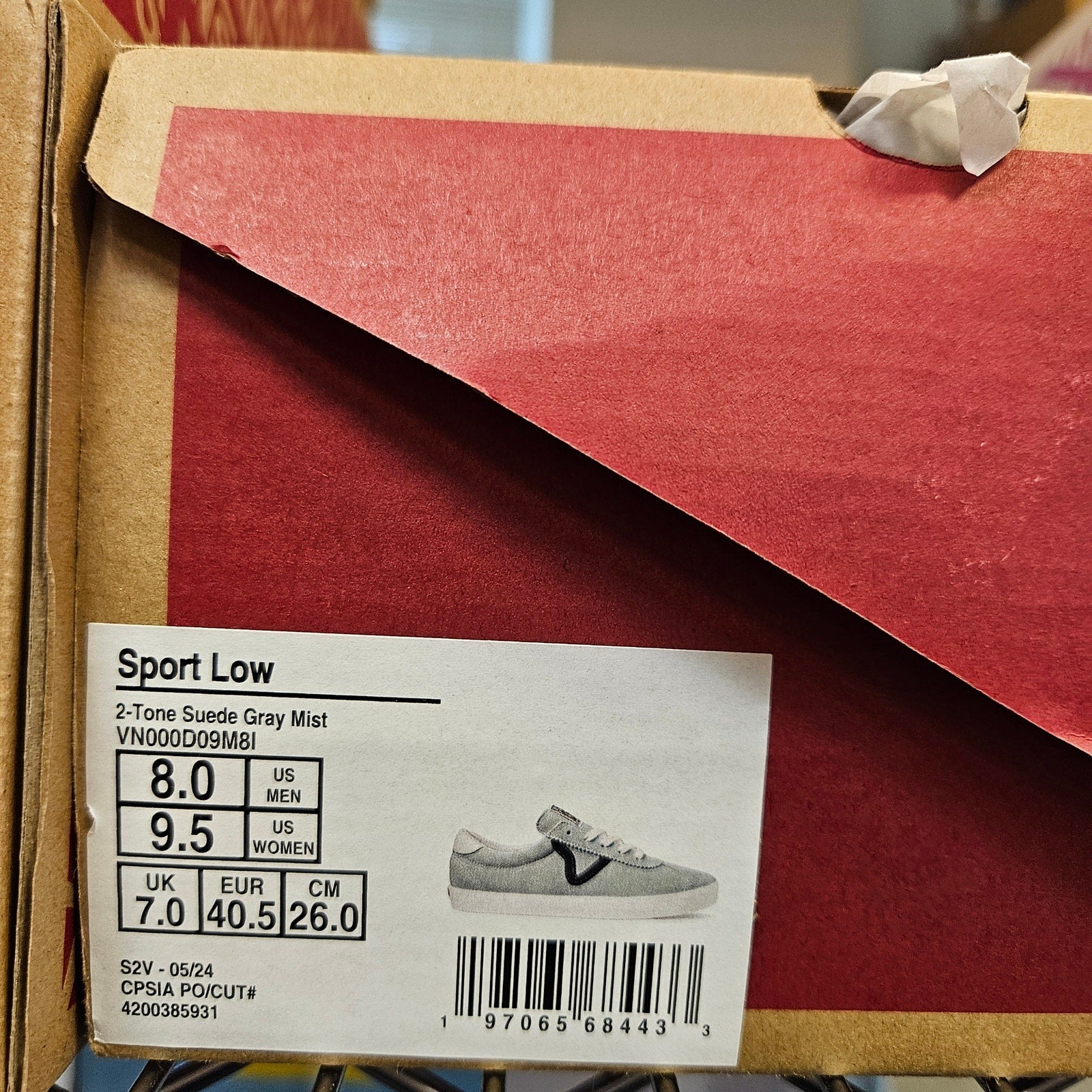 VANS MEN'S 8 SPORT LOW 2-TONE SUEDE GREY MIST NIB LOW TOP SNEAKER