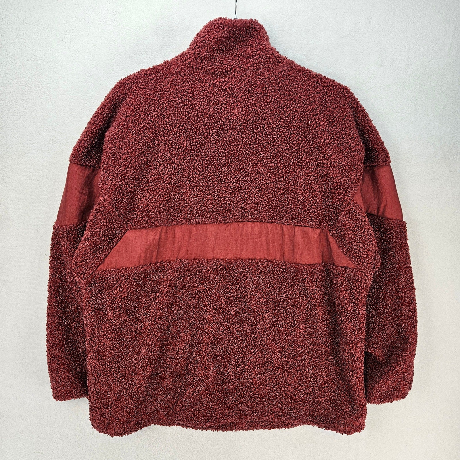 ADIDAS ORIGINALS WOMEN'S SMALL SHERPA FLEECE PULLOVER JACKET BURGUNDY HALF ZIP