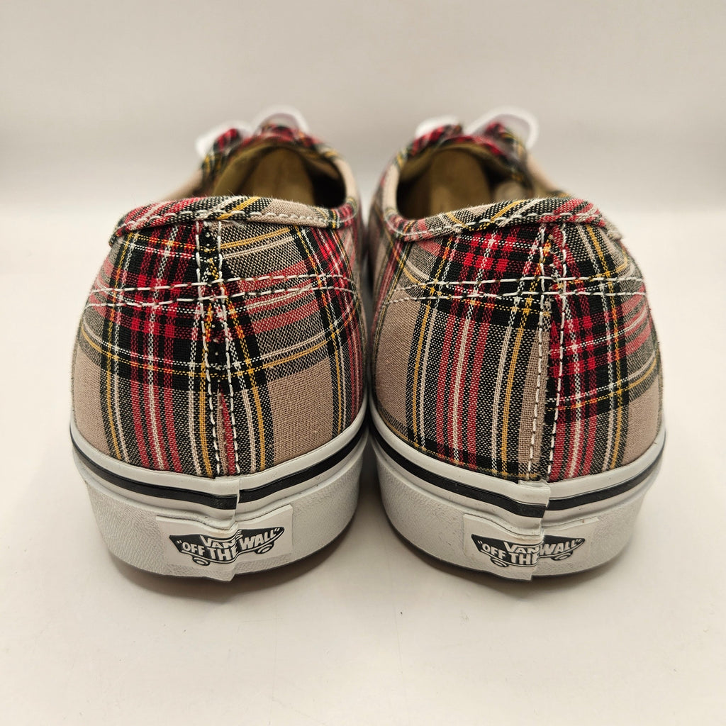 VANS MEN'S 11.5 AUTHENTIC TAN PLAID LOW TOP CANVAS SNEAKER NWOB