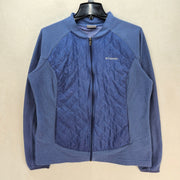 COLUMBIA WOMEN'S XL QUILTED FLEECE JACKET BLUE FULL ZIP LIGHTWEIGHT OUTDOOR