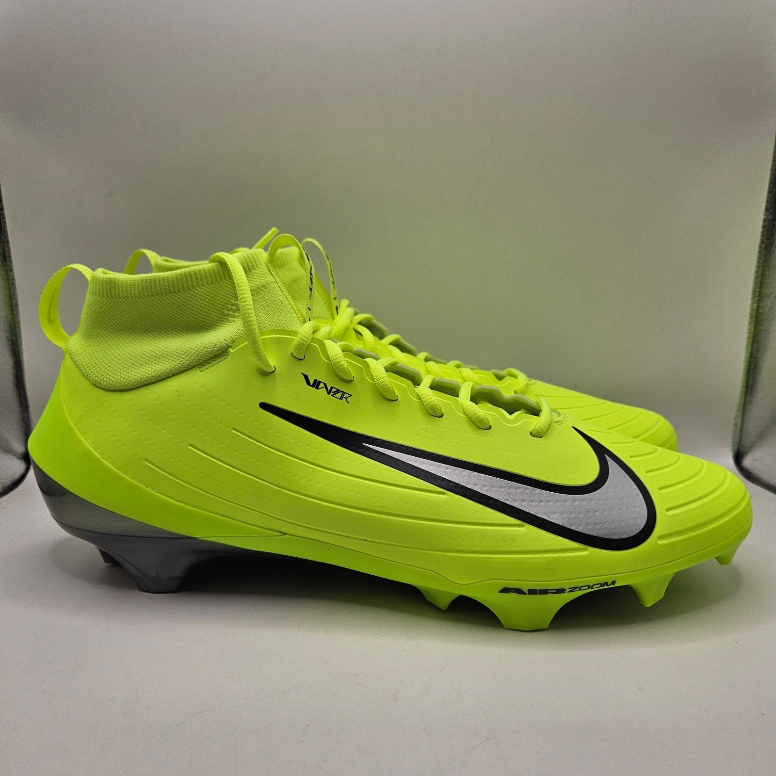 NIKE MEN'S 14 ZOOM AIR VAPOR PRO 1 FOOTBALL CLEATS VOLT SILVER FB3298-800 NWOB