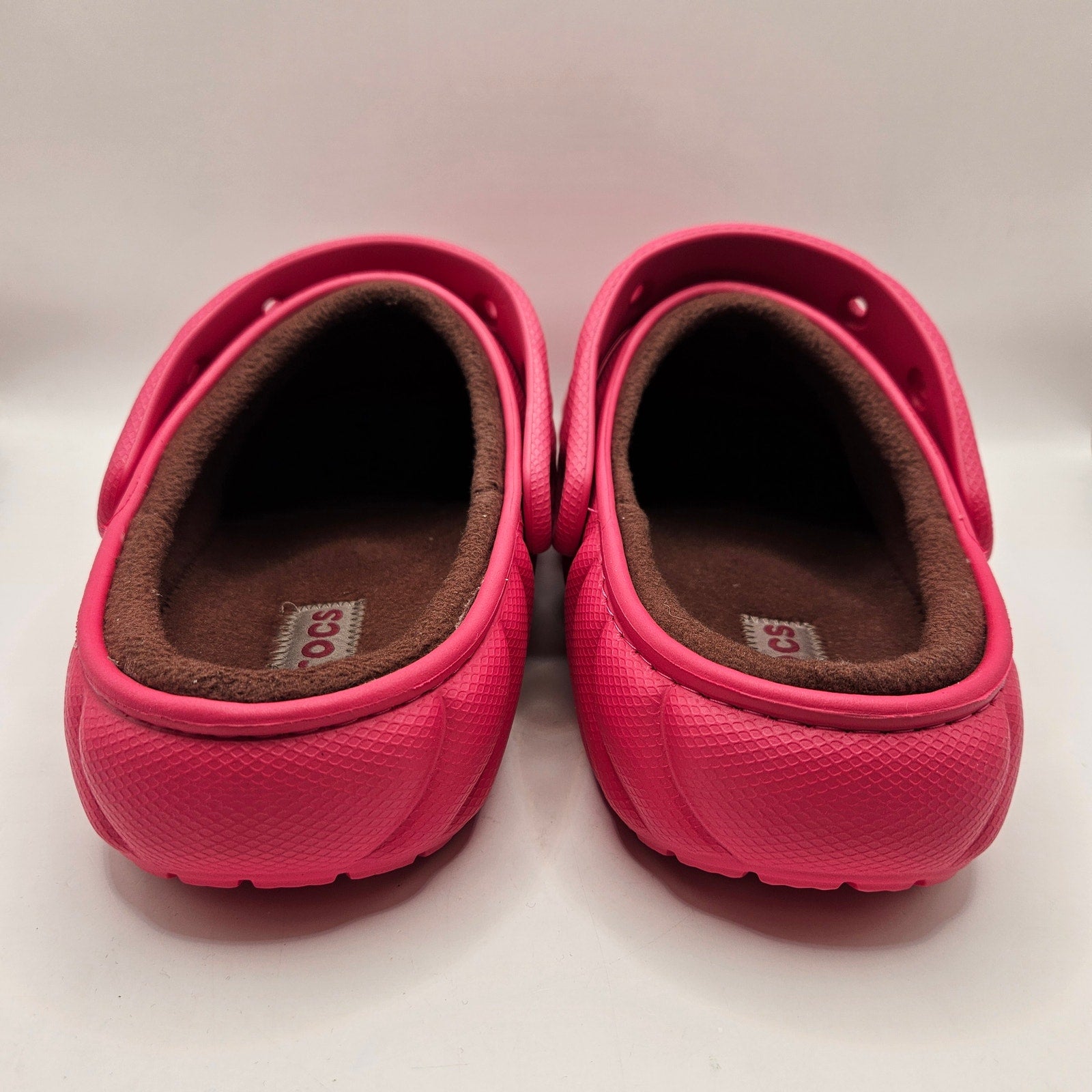 CROCS MEN'S 10 ECHO WAVE CLOG PINK MAROON LINED FLEECE SLIP ON SHOES NWT