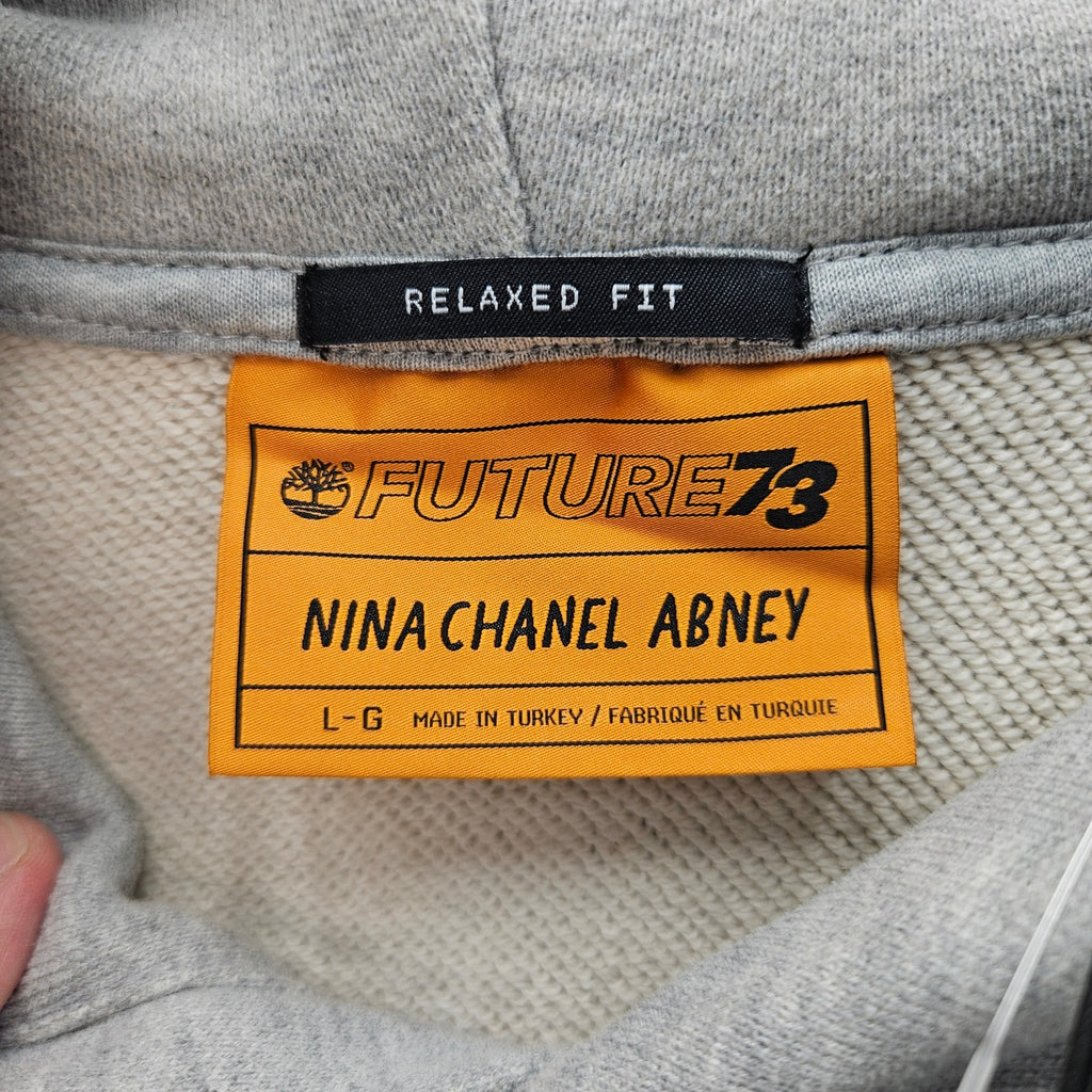 TIMBERLAND X NINA CHANEL ABNEY LARGE TERRY CLOTH PULLOVER HOODIE GRAY NWT