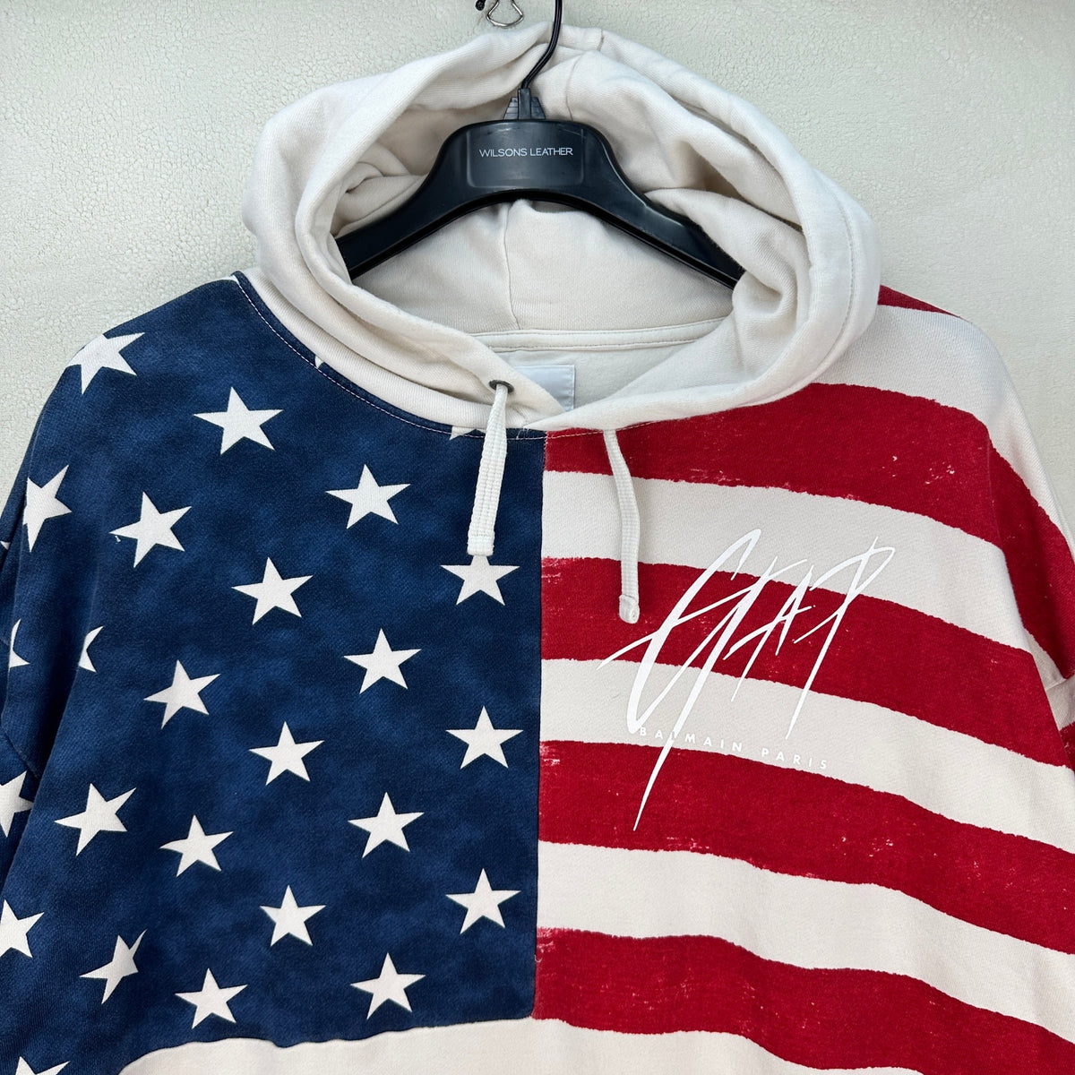 GAP x BALMAIN American Flag Hoodie Terry Cloth Size XL