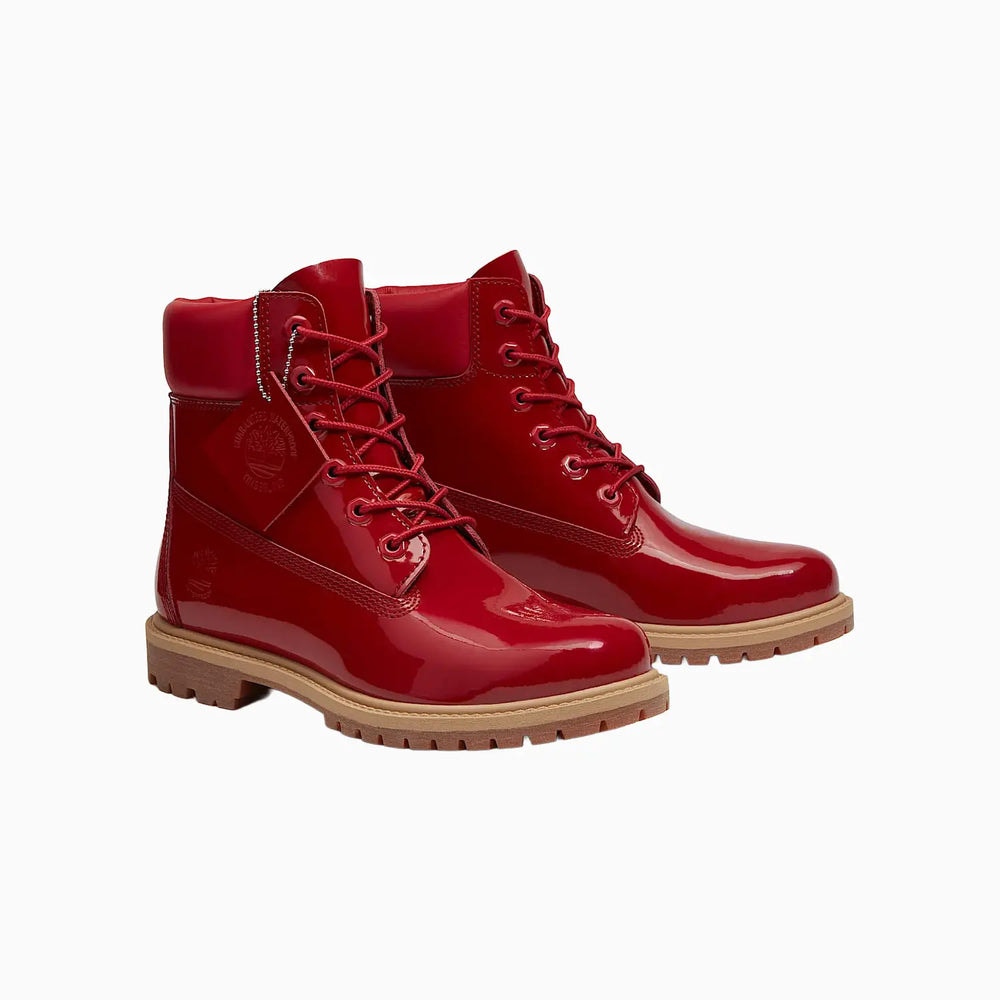 TIMBERLAND WOMEN'S 6.5 PREMIUM 6 IN BOOT WATERPROOF RED PATENT LEATHER NIB