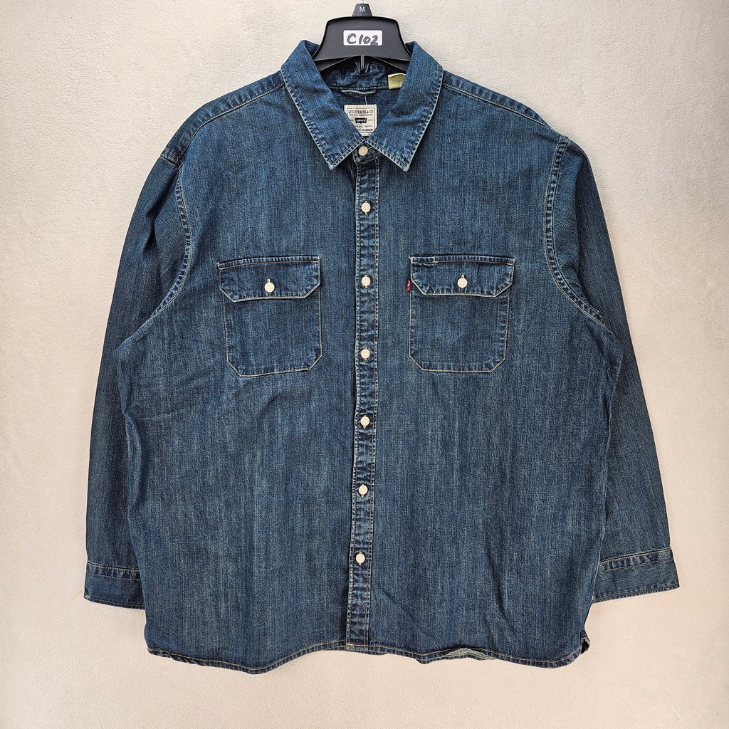 LEVI'S MEN'S XXL JACKSON WORKER OVERSHIRT CHOPPER DARK WASH NWT