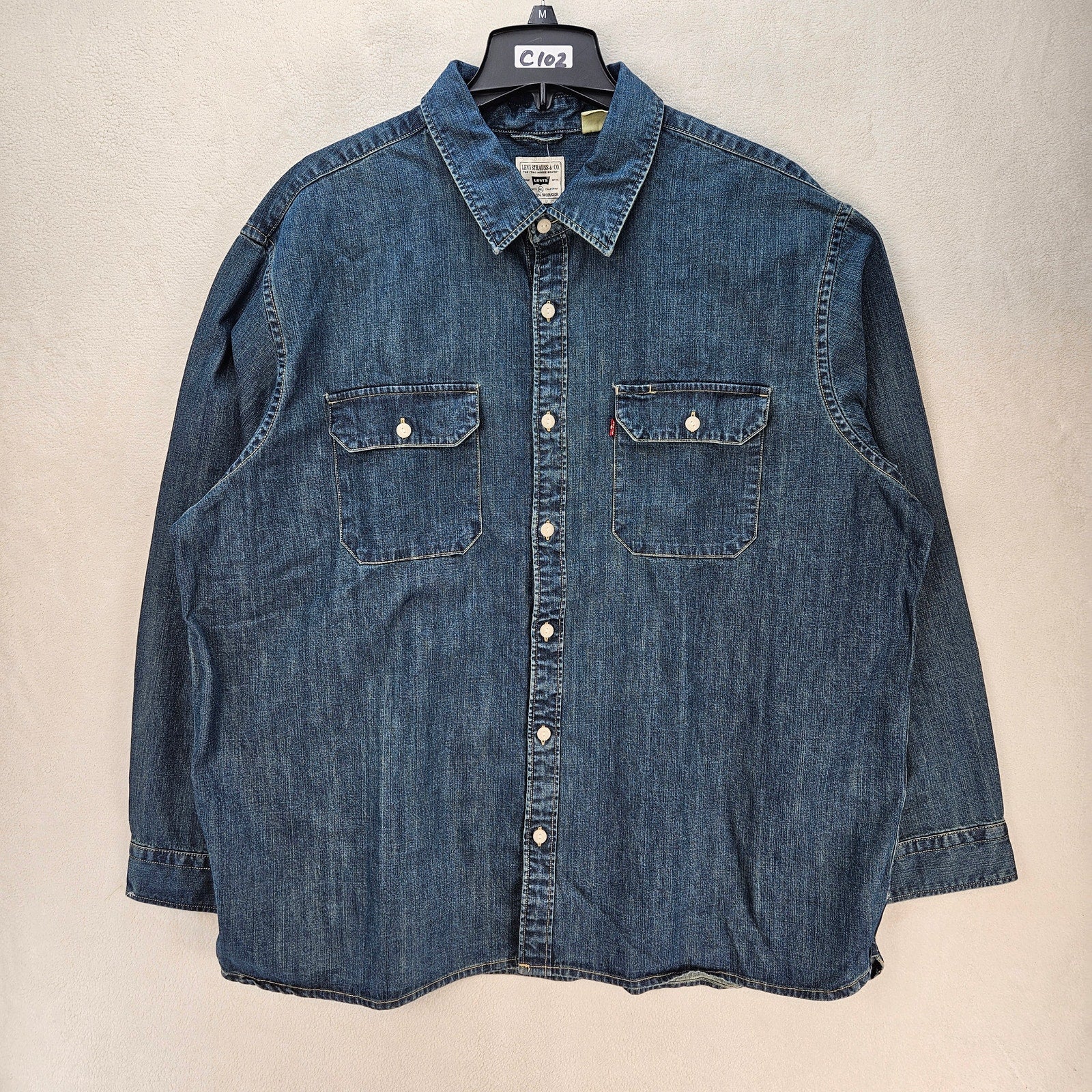 LEVI'S MEN'S XXL JACKSON WORKER OVERSHIRT CHOPPER DARK WASH NWT