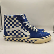 VANS MEN'S 9.5 SK8-HI CHECKERBOARD SIDEWALL CLASSIC BLUE SKATEBOARD NWOB