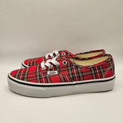 VANS WOMEN'S 6 AUTHENTIC RED PLAID LOW TOP CANVAS SNEAKER NWOB